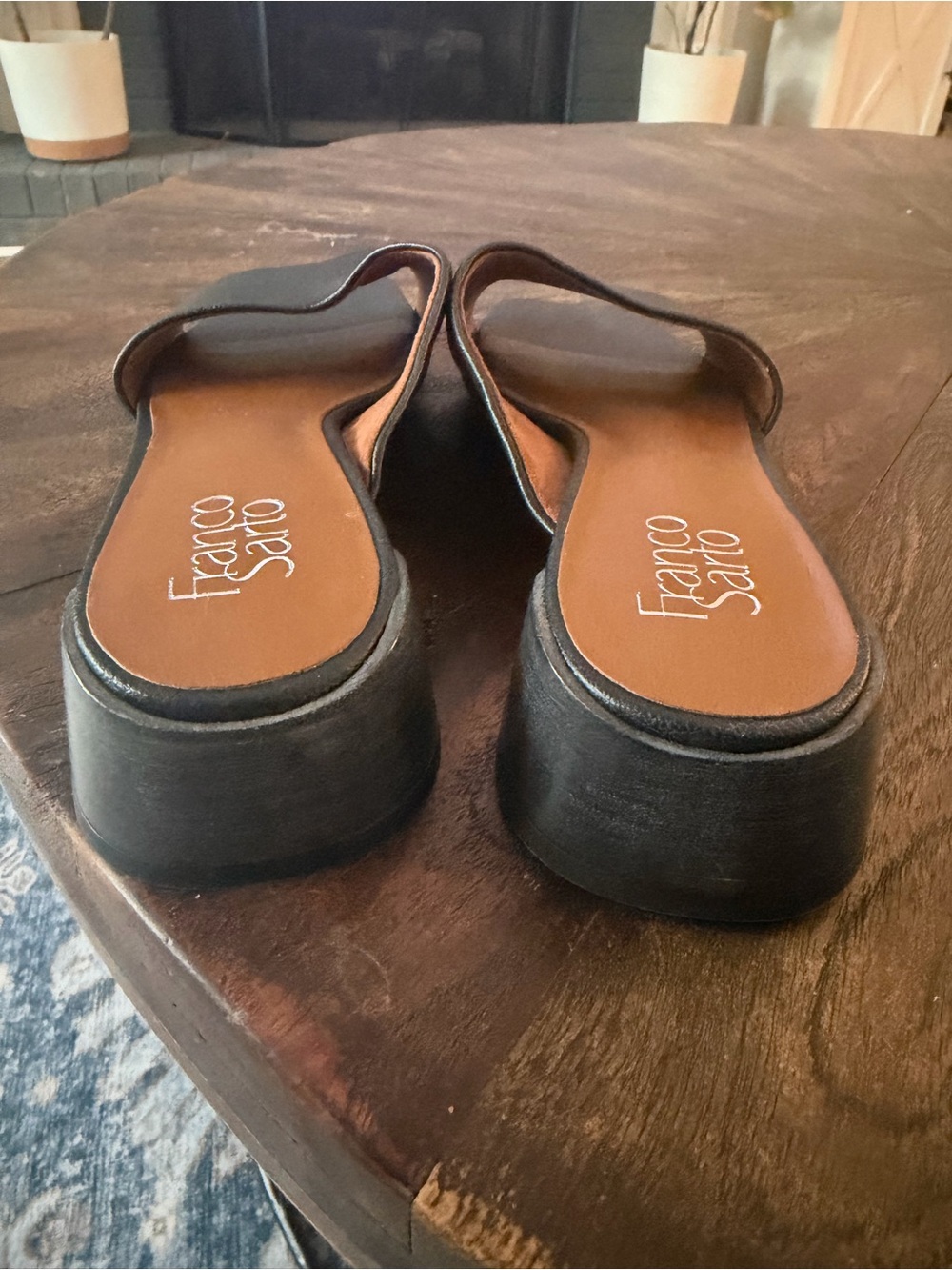 Franco Sarto Leslie Black Slide Sandals - Women's Open-Toe Mule - Picture 5 of 10